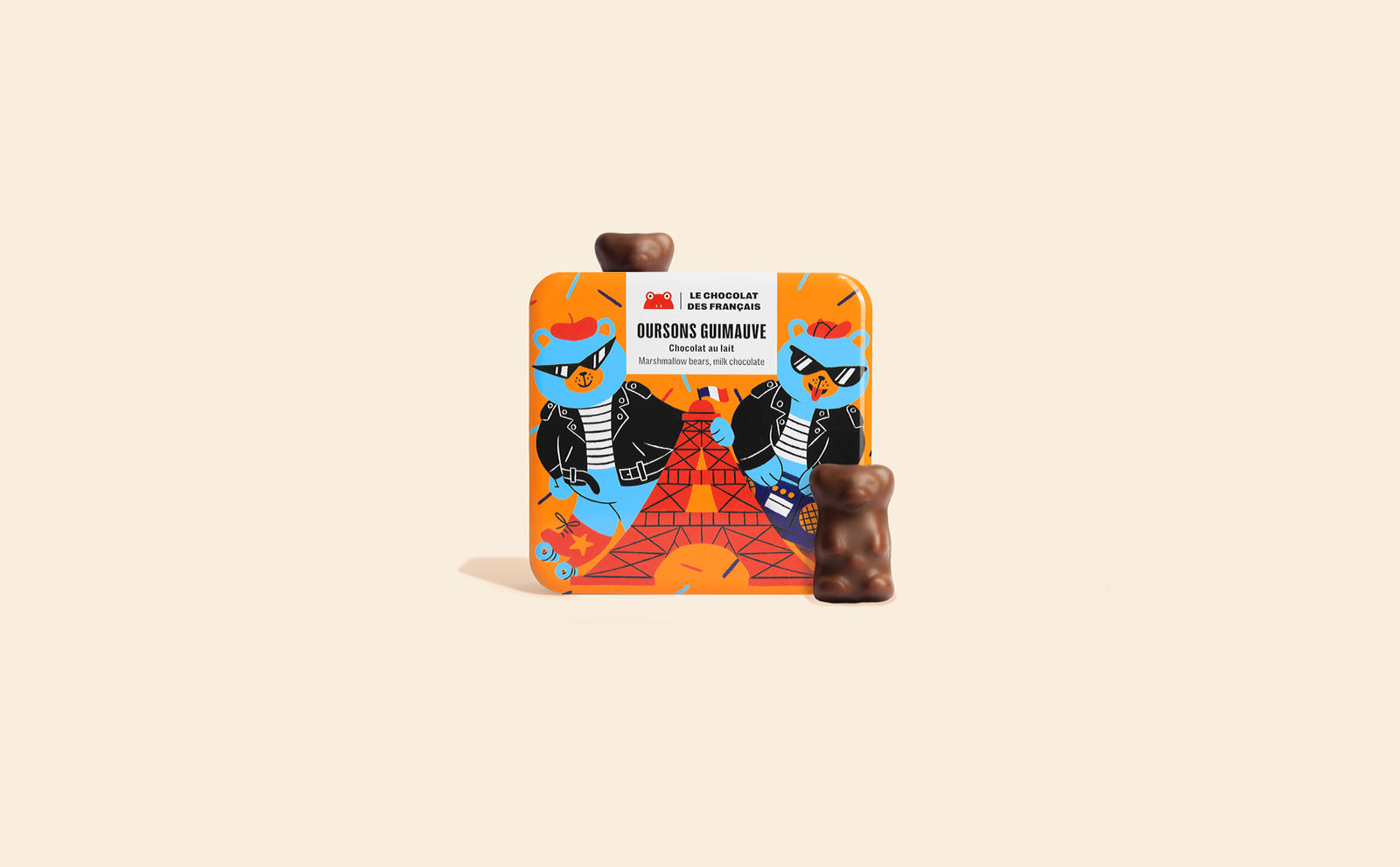 Coffret 6 oursons guimauve chocolat au lait - packshot
