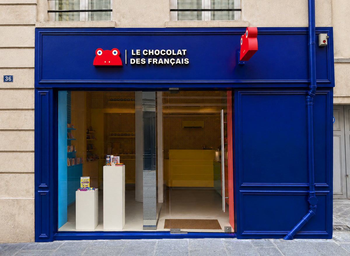 Bannière devanture boutique Le chocolat des Français Marais