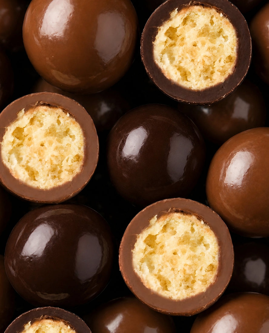Billes croustillantes enrobées de chocolat - macro