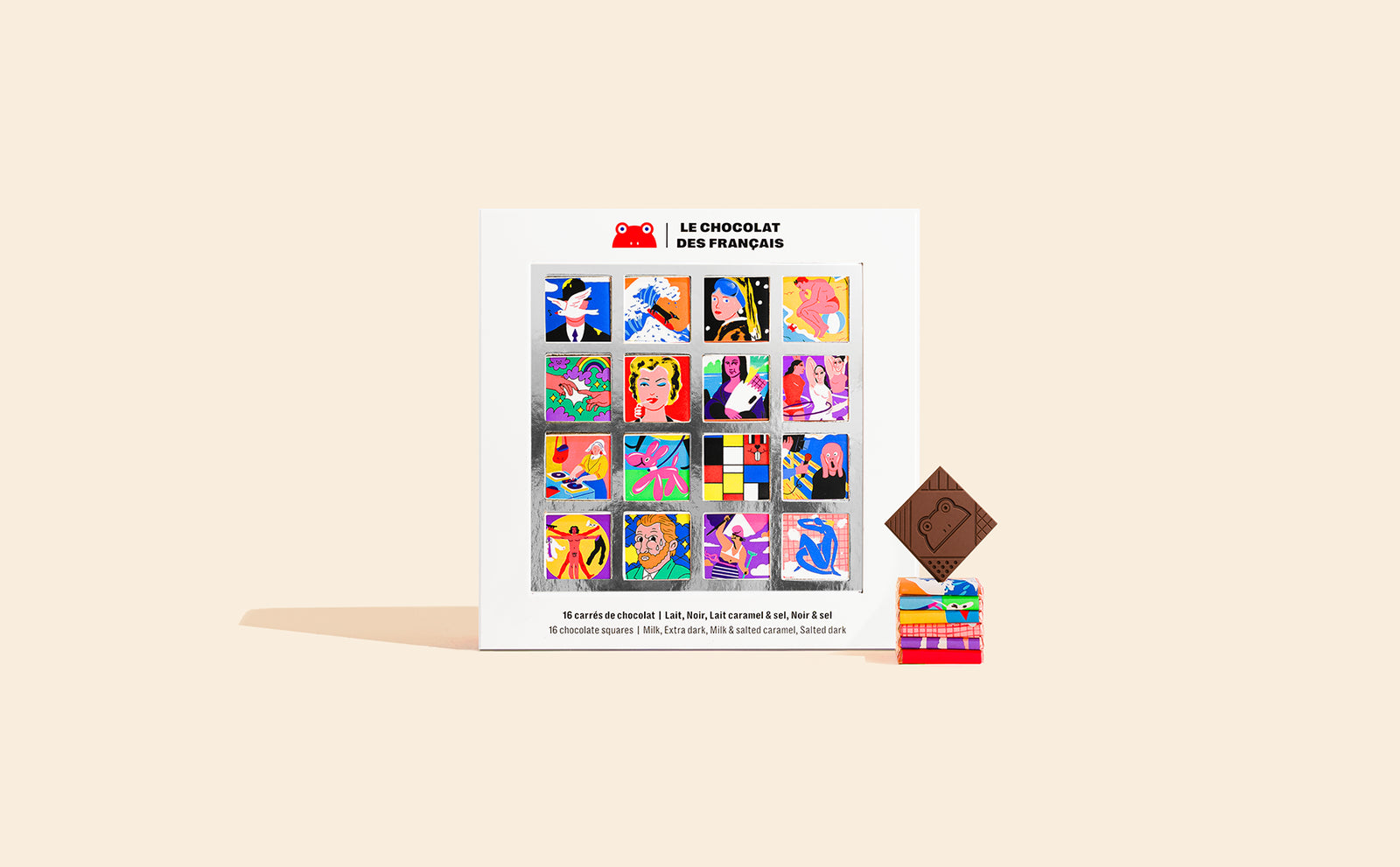 Coffret 16 carrés chocolat Histoire de l'Art - packshot