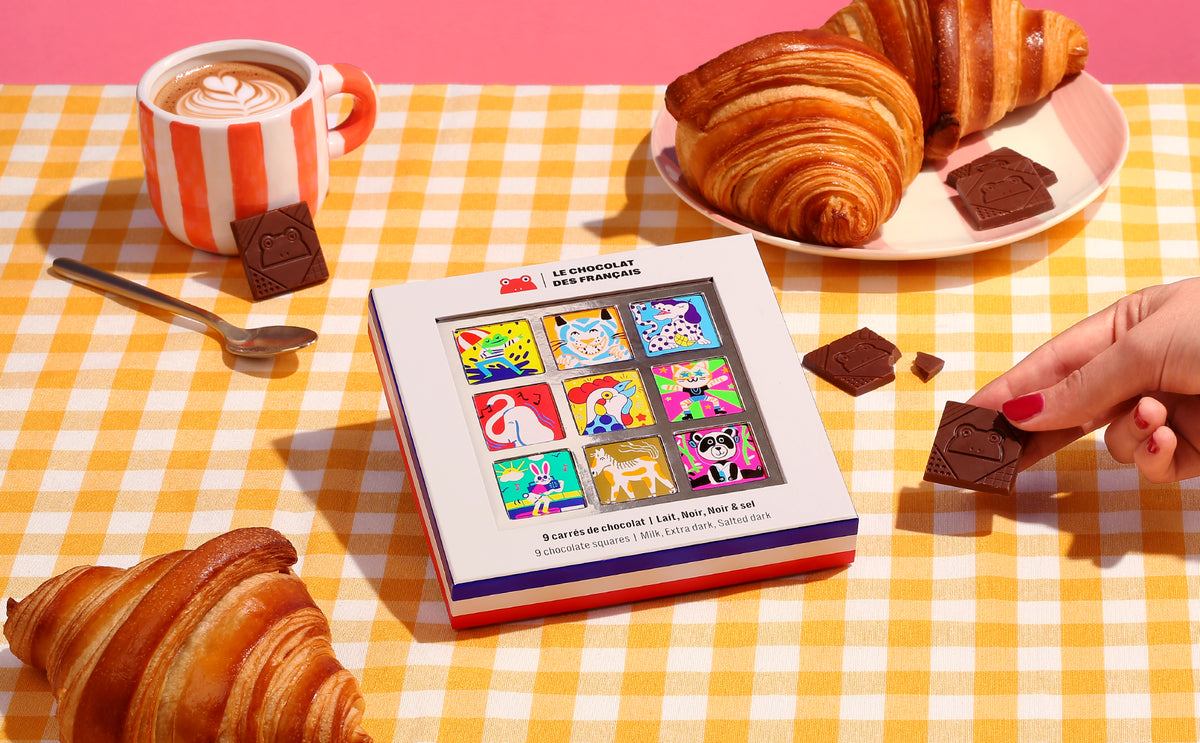 Coffret 9 carrés chocolat Animaux - lifestyle
