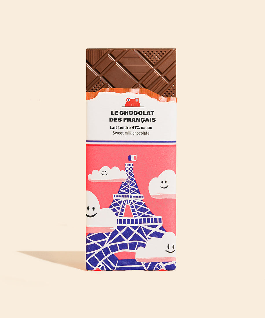 Tablette chocolat au lait Tour Eiffel nuages - packshot