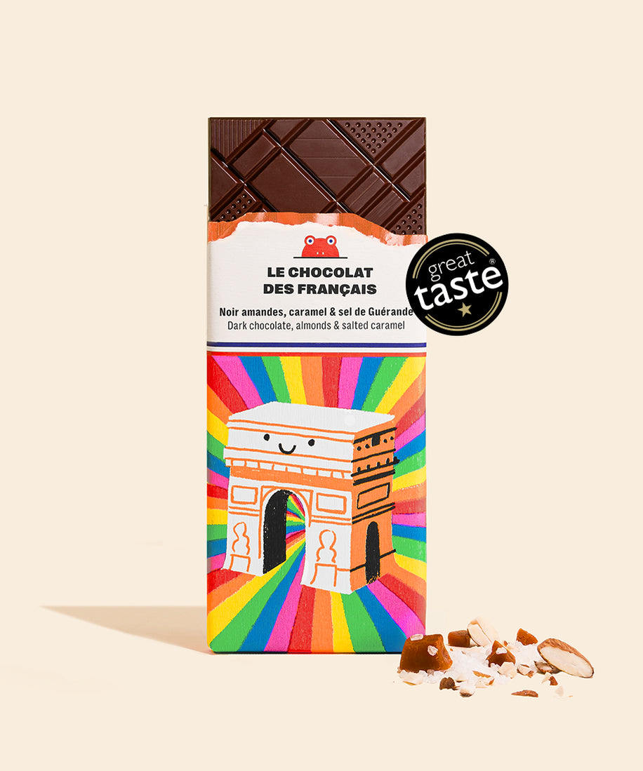 Tablette chocolat noir, amandes caramel & sel Triomphe - packshot