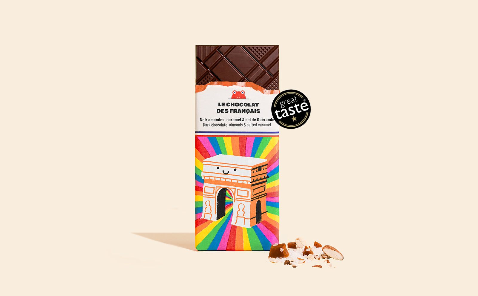 Tablette chocolat noir, amandes caramel & sel Triomphe - packshot