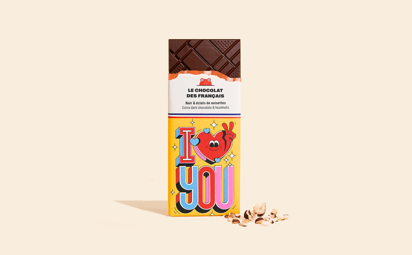 Tablette chocolat noir noisettes I Love You - packshot